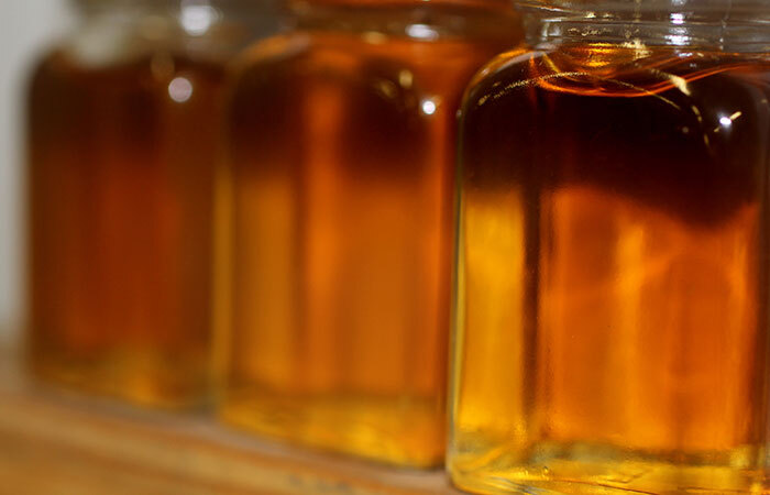 maple syrup in glass jars