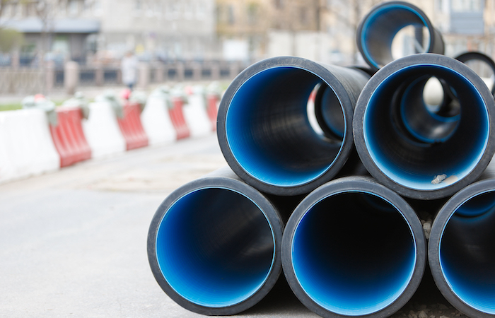 big water pipes at a construction site