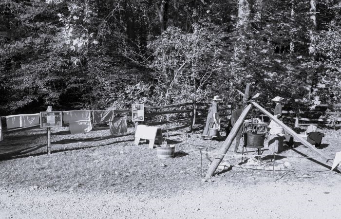 old black and white photo of a family homestead