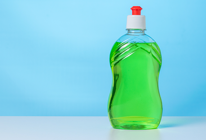 A bottle of liquid soap which is an ingredient in DIY soap spray.